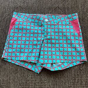 Haley & the Hound Teal and Coral-Red Print Shorts - sz 8 - NWT